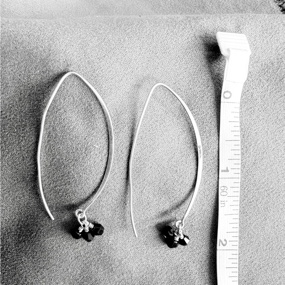 Silpada Silver Earrings with Black Beads